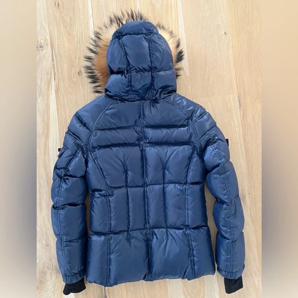 Sam. Girls Elsa Hooded Down Jacket in Navy, Size 14